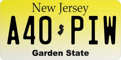 NJ license plate A40PIW