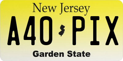 NJ license plate A40PIX