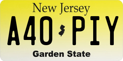 NJ license plate A40PIY