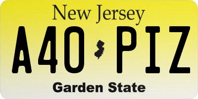 NJ license plate A40PIZ