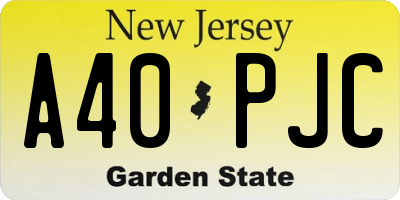 NJ license plate A40PJC