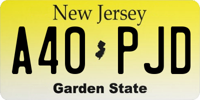 NJ license plate A40PJD