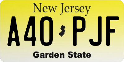 NJ license plate A40PJF