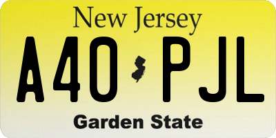 NJ license plate A40PJL