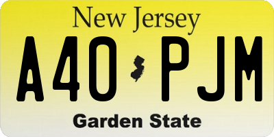 NJ license plate A40PJM