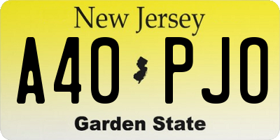 NJ license plate A40PJO