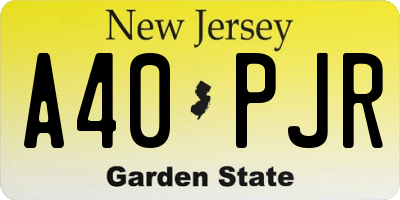 NJ license plate A40PJR