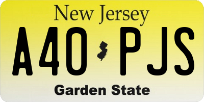 NJ license plate A40PJS
