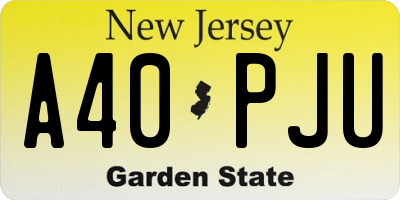 NJ license plate A40PJU