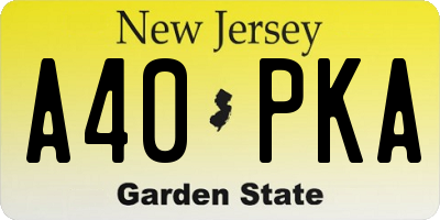 NJ license plate A40PKA