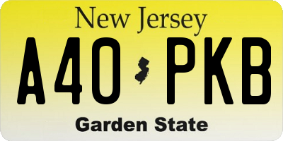 NJ license plate A40PKB