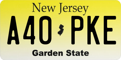 NJ license plate A40PKE