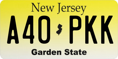 NJ license plate A40PKK