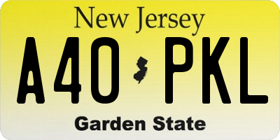 NJ license plate A40PKL