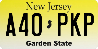 NJ license plate A40PKP