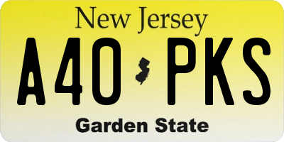 NJ license plate A40PKS