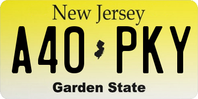 NJ license plate A40PKY