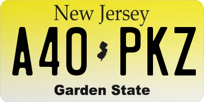 NJ license plate A40PKZ