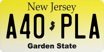NJ license plate A40PLA