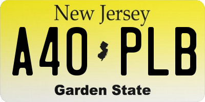 NJ license plate A40PLB