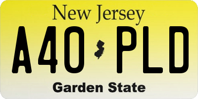 NJ license plate A40PLD