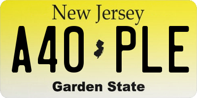 NJ license plate A40PLE