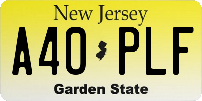 NJ license plate A40PLF