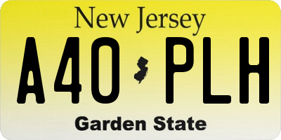 NJ license plate A40PLH