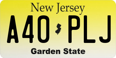 NJ license plate A40PLJ