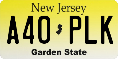 NJ license plate A40PLK