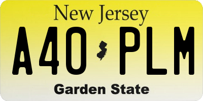 NJ license plate A40PLM