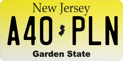 NJ license plate A40PLN
