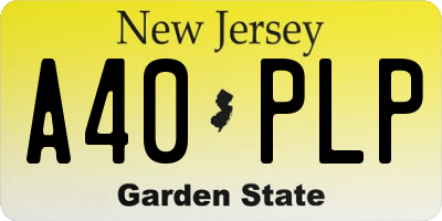 NJ license plate A40PLP