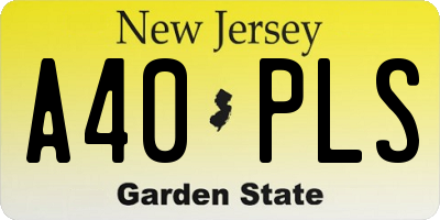 NJ license plate A40PLS