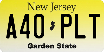 NJ license plate A40PLT