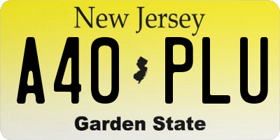 NJ license plate A40PLU