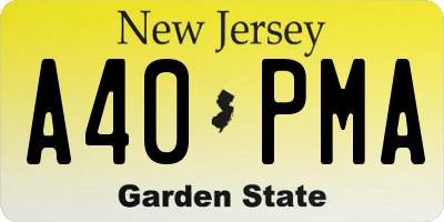 NJ license plate A40PMA