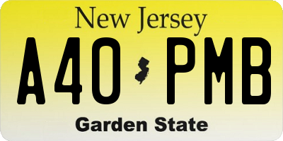 NJ license plate A40PMB