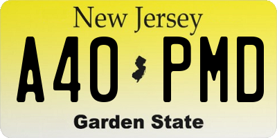 NJ license plate A40PMD