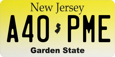 NJ license plate A40PME