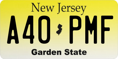 NJ license plate A40PMF