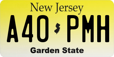 NJ license plate A40PMH