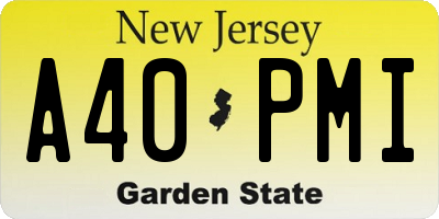 NJ license plate A40PMI