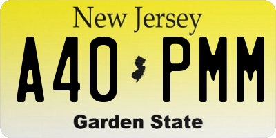 NJ license plate A40PMM