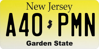 NJ license plate A40PMN