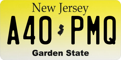 NJ license plate A40PMQ