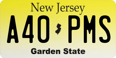 NJ license plate A40PMS