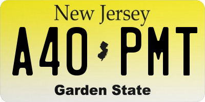 NJ license plate A40PMT