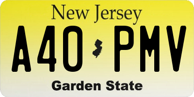 NJ license plate A40PMV