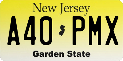 NJ license plate A40PMX